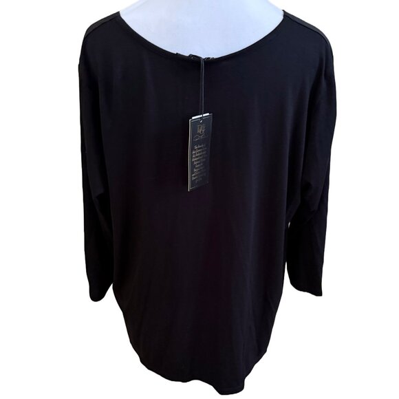 Diane Gillman Women's Petite Large 3/4 Sleece Double Layer Black Shirt - Picture 3 of 5